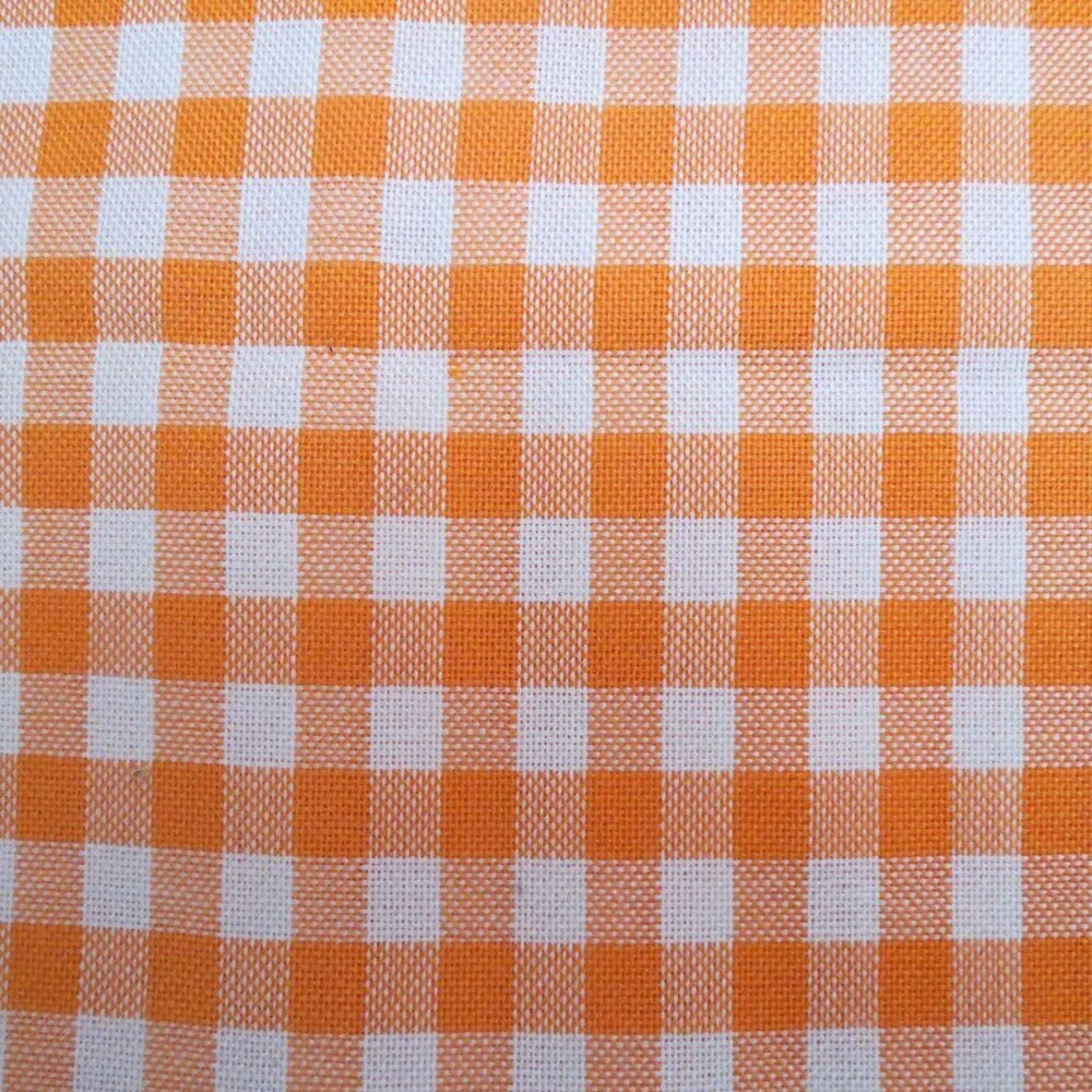 Vintage 3 yards Orange Check Woven Bottom Weight Fabric Craft Material #815